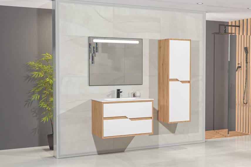 Aquanil Havana 80 Aynalı Banyo Dolabı - 1