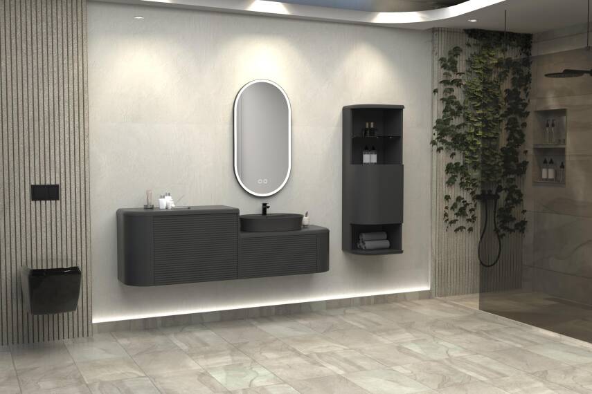 Aquanil Siesta Single 184 Aynalı Banyo Dolabı - 1