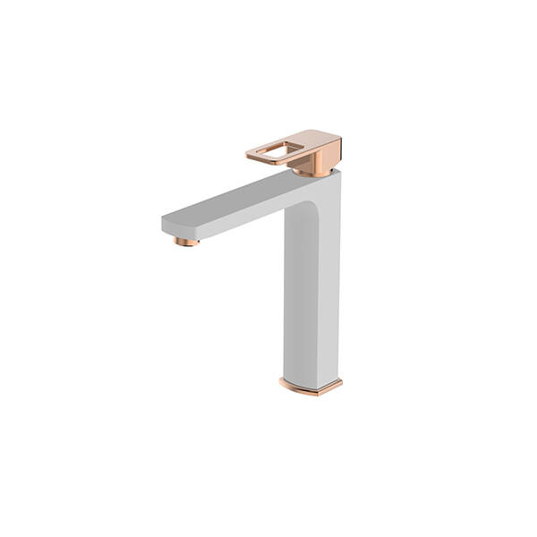 Bien Salvo Plus Colours Orta Boy Yüksek Tip Lavabo Bataryası - Beyaz -Rose Gold - 2