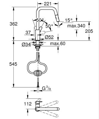 Grohe Eurosmart Eviye Bataryası Mat Siyah - 2