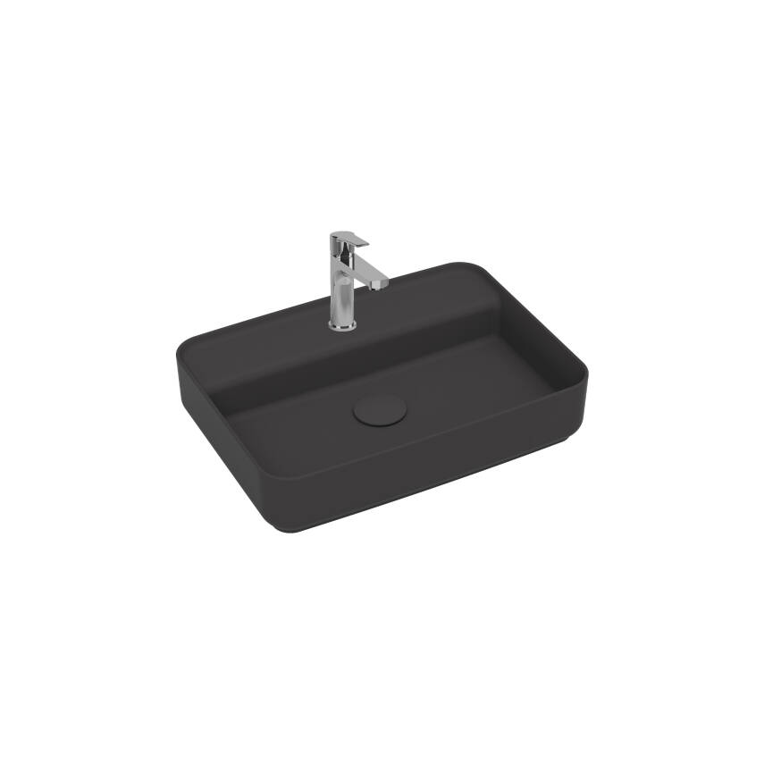 Infinity Tezgah Üzeri Lavabo Batarya Delikli 55 cm Antrasit - 1