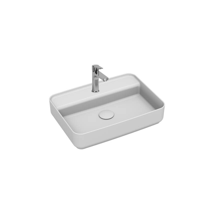 Infinity Tezgah Üzeri Lavabo Batarya Delikli 55 cm Beyaz - 1