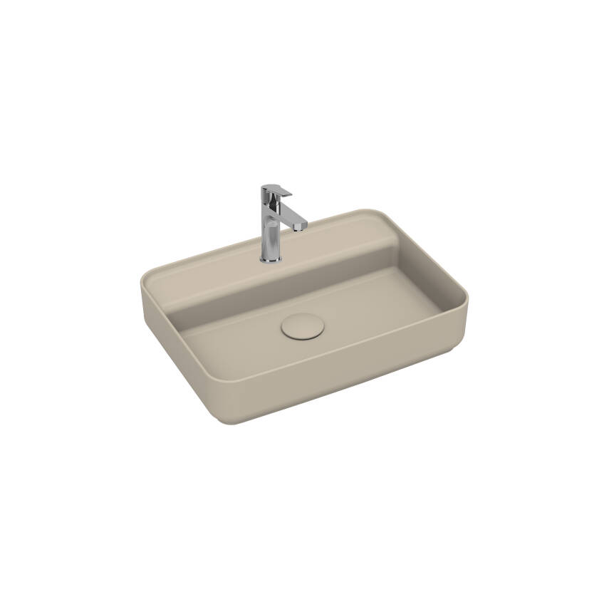 Infinity Tezgah Üzeri Lavabo Batarya Delikli 55 cm Fildişi - 1