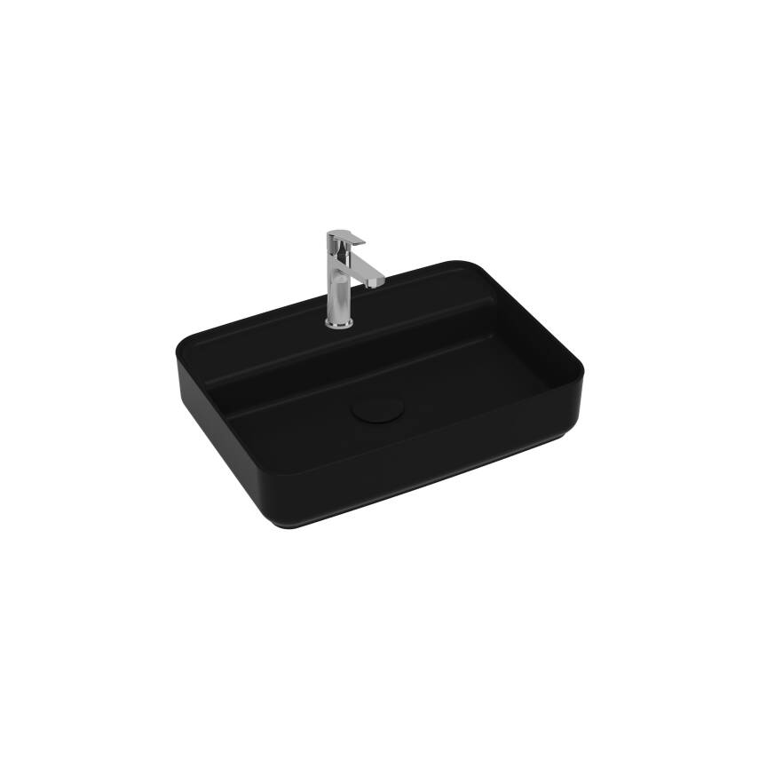 Infinity Tezgah Üzeri Lavabo Batarya Delikli 55 cm Siyah - 1