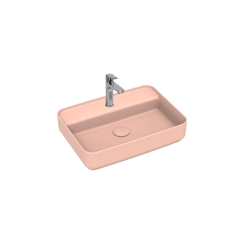 Infinity Tezgah Üzeri Lavabo Batarya Delikli 55 cm Somon - 1