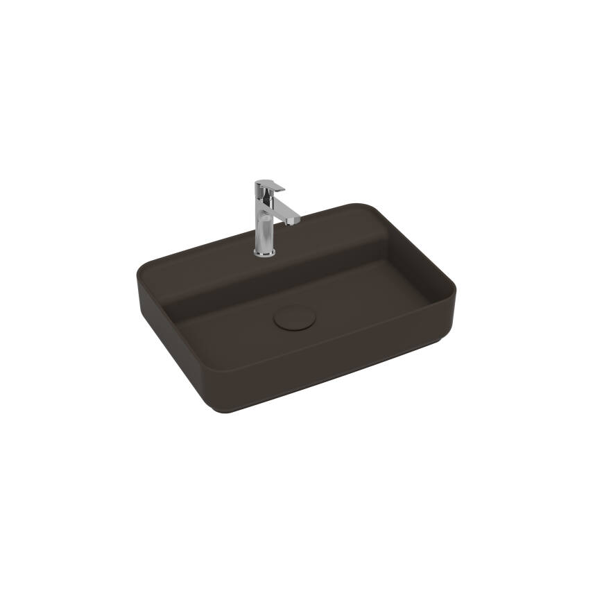 Infinity Tezgah Üzeri Lavabo Batarya Delikli 55 cm Vizon - 1