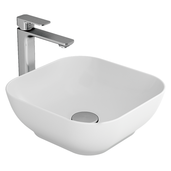 MOTTO KARE GÖVDE ÜSTÜ LAVABO 38 cm  BATARYA DELİKSİZ - 2